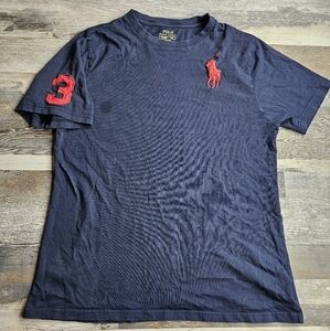 Polo Ralph Lauren Navy Blue tshirt Large Pony Embroidery on Chest Youth XL 18-20